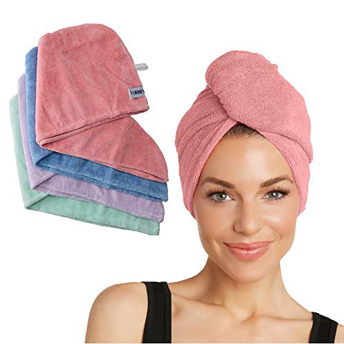 Turbie Twist Microfiber Hair Towel Wrap for Women and Men | 4 Pack | Quick  Dry Turban for Drying Curly, Long & Thick Hair (Pink, Purple, Blue, Aqua) -  