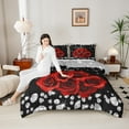 thumbnail image 5 of Feelyou Romantic Red Rose Bedding Comforter Set, Dreamy Sequin Print Grey Twin Comforter Sets, Couple Anniversary Theme Reversible Bedding Set, Breathable Home Decor, 2 Pieces, 5 of 9
