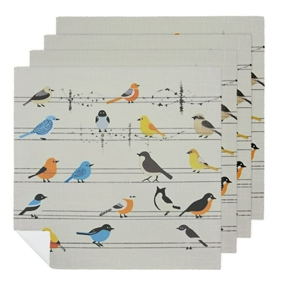 Qinduosi Cloth Napkins Printed Dinner Napkins Perfect for Parties Dinners Weddings Cocktail Christmas Napkins Cloth Small Birds On The Rope 2 PCS