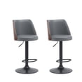 thumbnail image 1 of Set de 2 Bancos de Bar, barra, cocina Ajustables Giratorios | Asiento Acolchado Blanco con Base Negra, 1 of 6