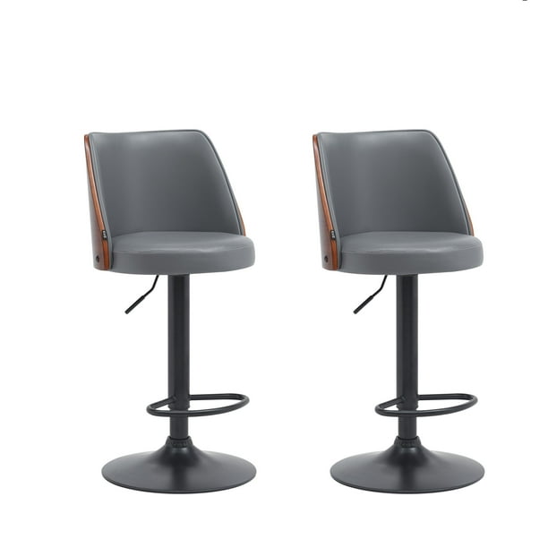 Set de 2 Bancos de Bar, barra, cocina Ajustables Giratorios | Asiento Acolchado Blanco con Base Negra
