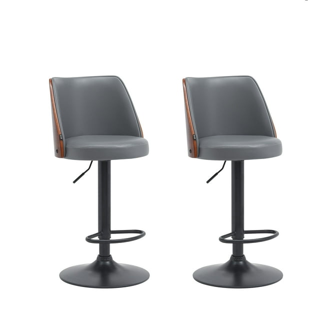 Set de 2 Bancos de Bar, barra, cocina Ajustables Giratorios | Asiento Acolchado Blanco con Base Negra