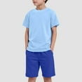 thumbnail image 2 of Gubotare Baby Summer Clothes for Boys Color Block Boy's 2 Piece Set Casual Shirts Short Sleeve Beach Shorts Summer Outfits for Kids 6 9 12 18 24 Months 2T 3T 4T (Light Blue,Size 18-24 Months), 2 of 4