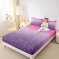 thumbnail image 4 of Homewish Glitter Stars Print Bed Sheets, Pink Purple Sequin Print King Sheets, Dreamy Galaxy Rainbow Sheet Set, Lightweight Room Decor, 4-Piece, 4 of 7