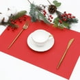 thumbnail image 2 of Woven Vinyl Placemats Set of 6 Wipe Clean Table Placemats Heat Resistant Wipeable Non Slip Table Mats, Gray White, 2 of 8