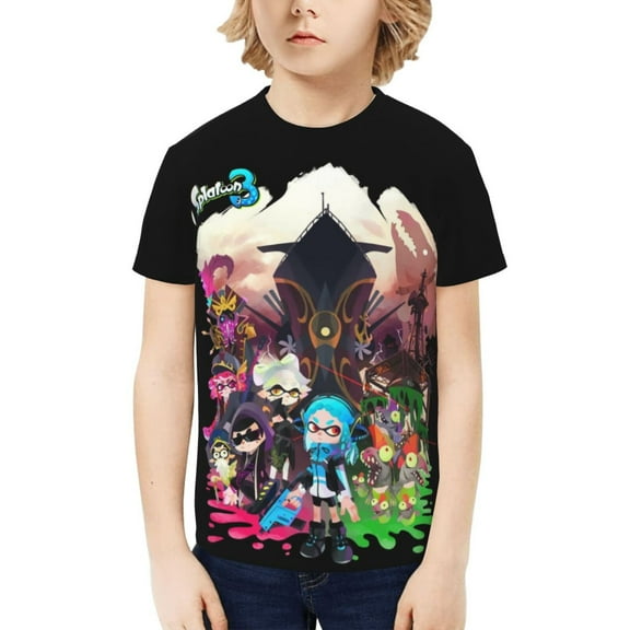 Splatoon 3 Kids T-Shirt 3d Printed Graphic T-Shirts Boys And Girls Short Sleeve Shirts For Youth Kids X-Small