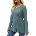 thumbnail image 4 of Fantaslook Blouses for Women Long Sleeve Crew Neck Tunic Tops Buttons Side Fall Shirts, 4 of 9