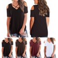 thumbnail image 4 of T-Shirt à Manches Courtes à Col en V pour Femme d'Été, 4 of 6