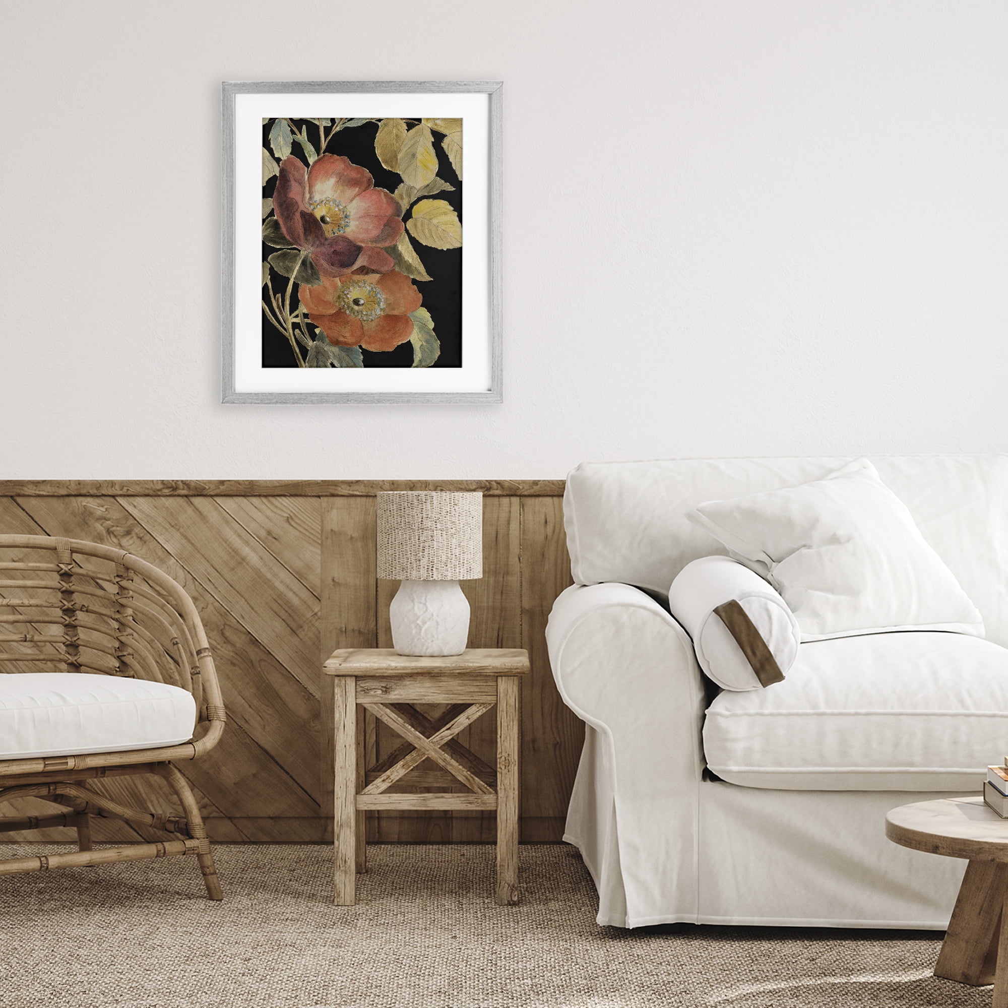 Stupell Industries Red Flower over Black Gray Framed Print Under Glass, design by Lanie Loreth