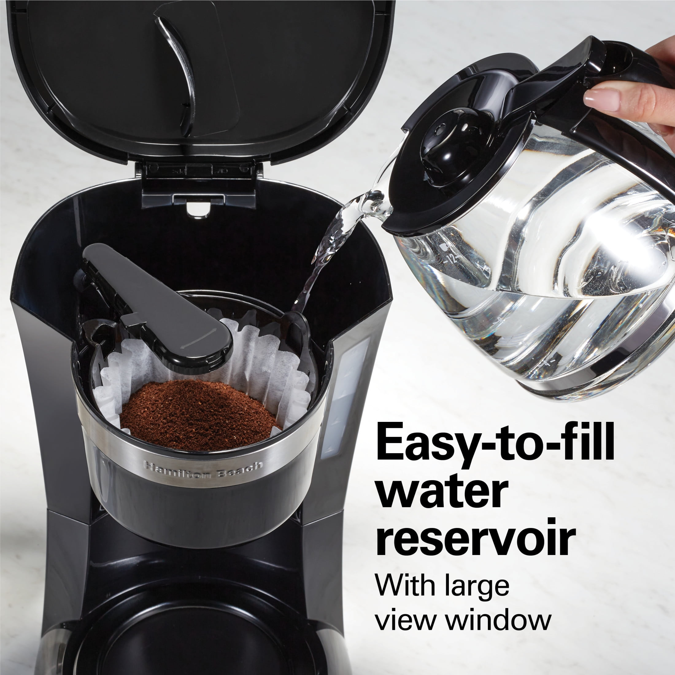 Hamilton Beach 12-Cup Drip Coffee Maker Machine with Glass Coffee Pot, Cafetera, Black