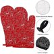 thumbnail image 2 of Guantes para horno rojos, 2 uds., con 2 almohadillas de disco, guantes para hornear, tamaño Universal, 2 of 5