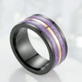 thumbnail image 5 of Green/Purple/Red Titanium Steel Gold Plated Band Men's Black Wedding Ring, 5 of 9