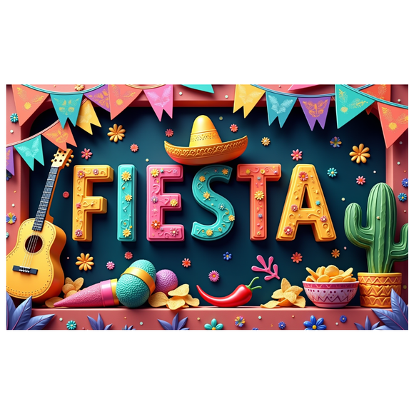 Colorful Design Fiesta Banner Mexican Party Decor Floral Guitar Sombrero Banner for Fiesta Celebration Cinco de Mayo Event Decoration