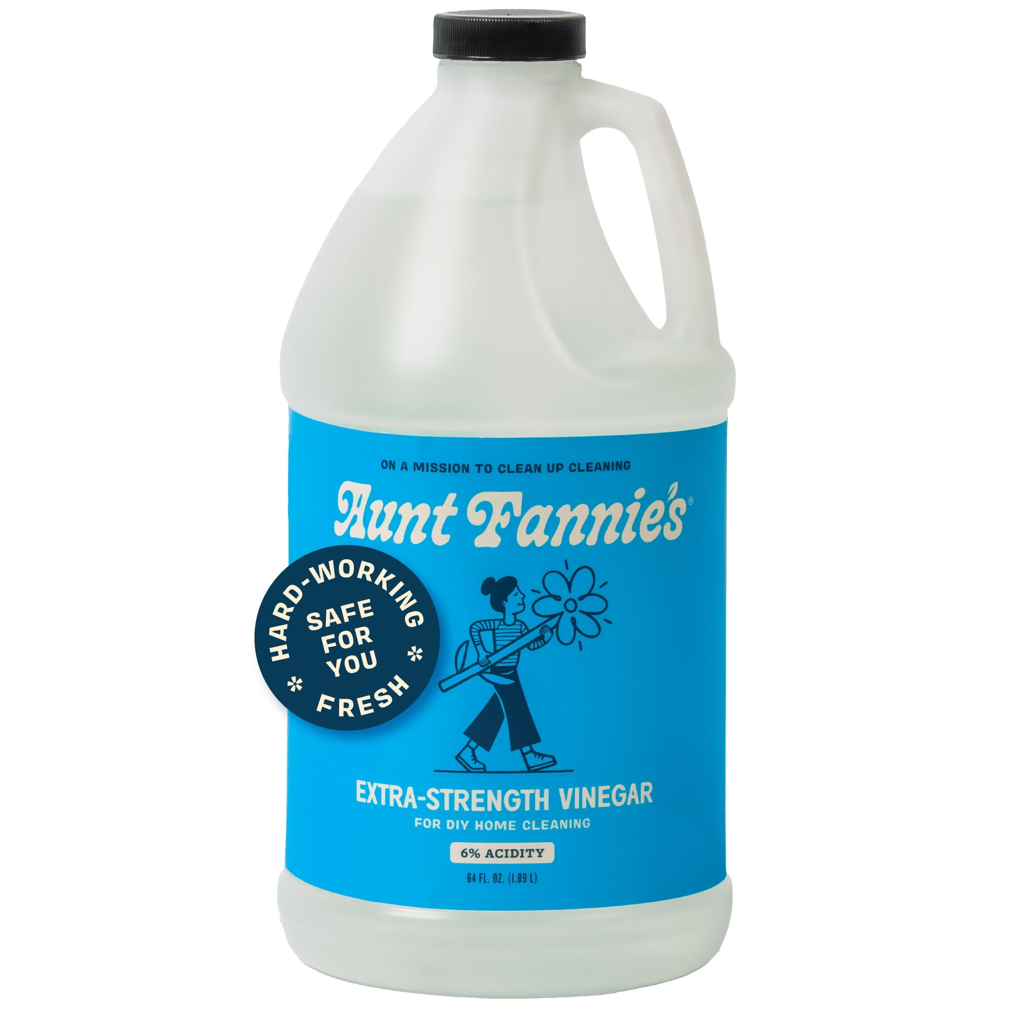 (2 pack) Aunt Fannie's Extra Strength Cleaning Vinegar, 64 Ounce, Multipurpose Household Cleaner, No Added Scents, Dyes, or Other Additives