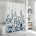 thumbnail image 6 of Blue Botanical Shower Curtain, Waterproof Shower Curtains for Bathroom, Dragonfly Flower Leaf Retro Ink Style Washable Fabric Bathtub Curtain Set Bath Decor with 12 Hooks Standard 72"x72", 6 of 8