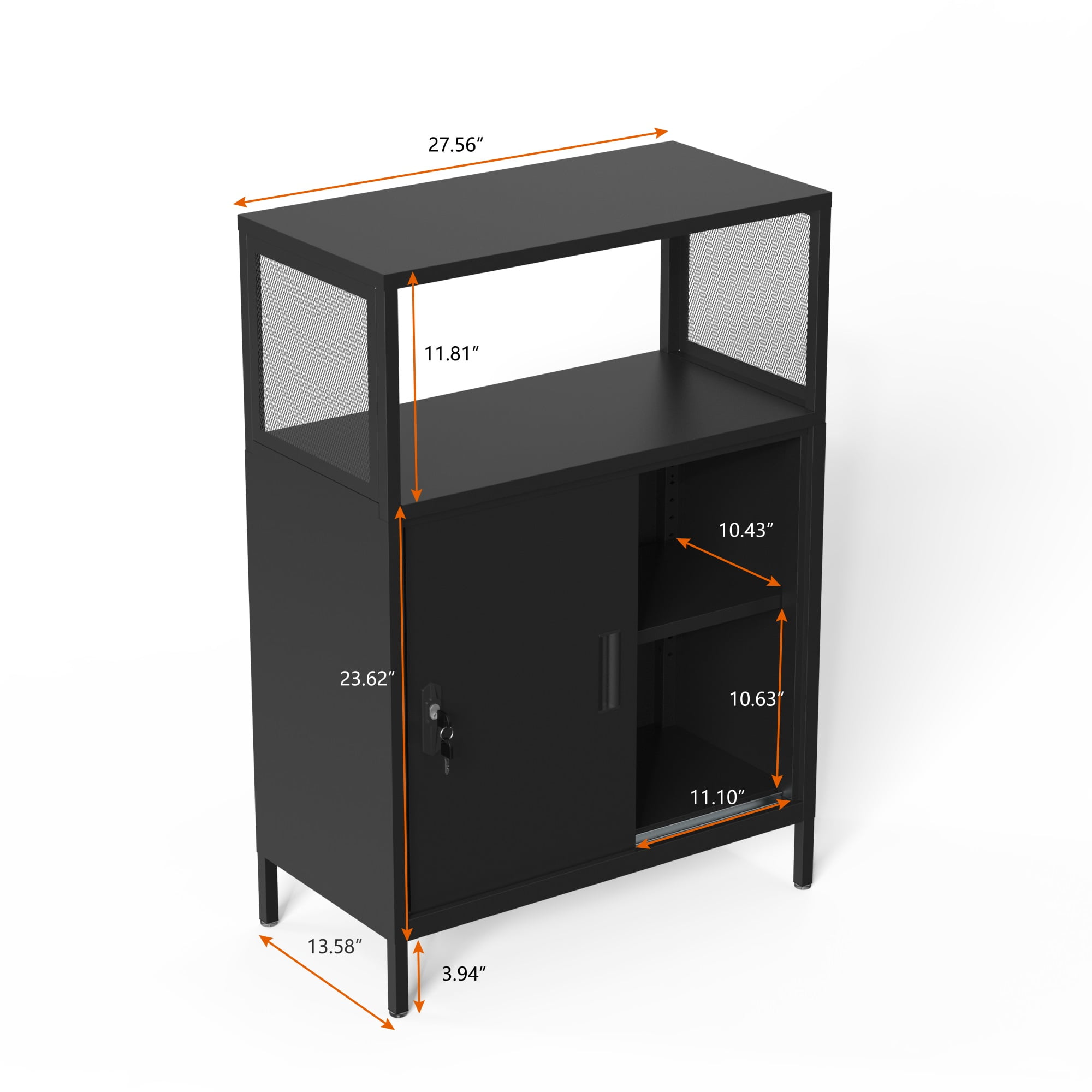 Resenkos Metal Filing Cabinet, File Cabinet for Home Office with Open Storage Shelves for Home Office, Kids Room, Small Space, Black