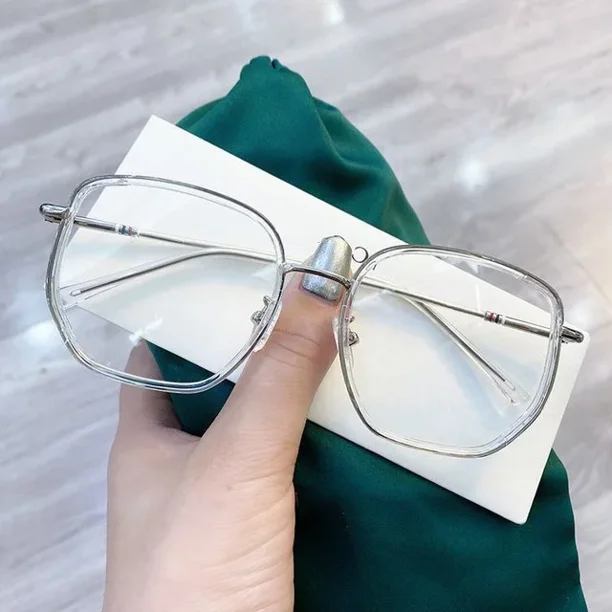 Gafas de bloqueo azul ultraligeras para mujer, montura verde Retro, gafas lisas, bisel de luz azul, gafas transparentes