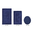 thumbnail image 2 of Better Trends 3 Piece Bath Rugs Set 100% Cotton U-Shape Toilet Mat Soft, Water Absorbent Reversible Machine Washable for Bathroom Decor Tub Shower Toilet Base Navy Lux Collection, 2 of 4