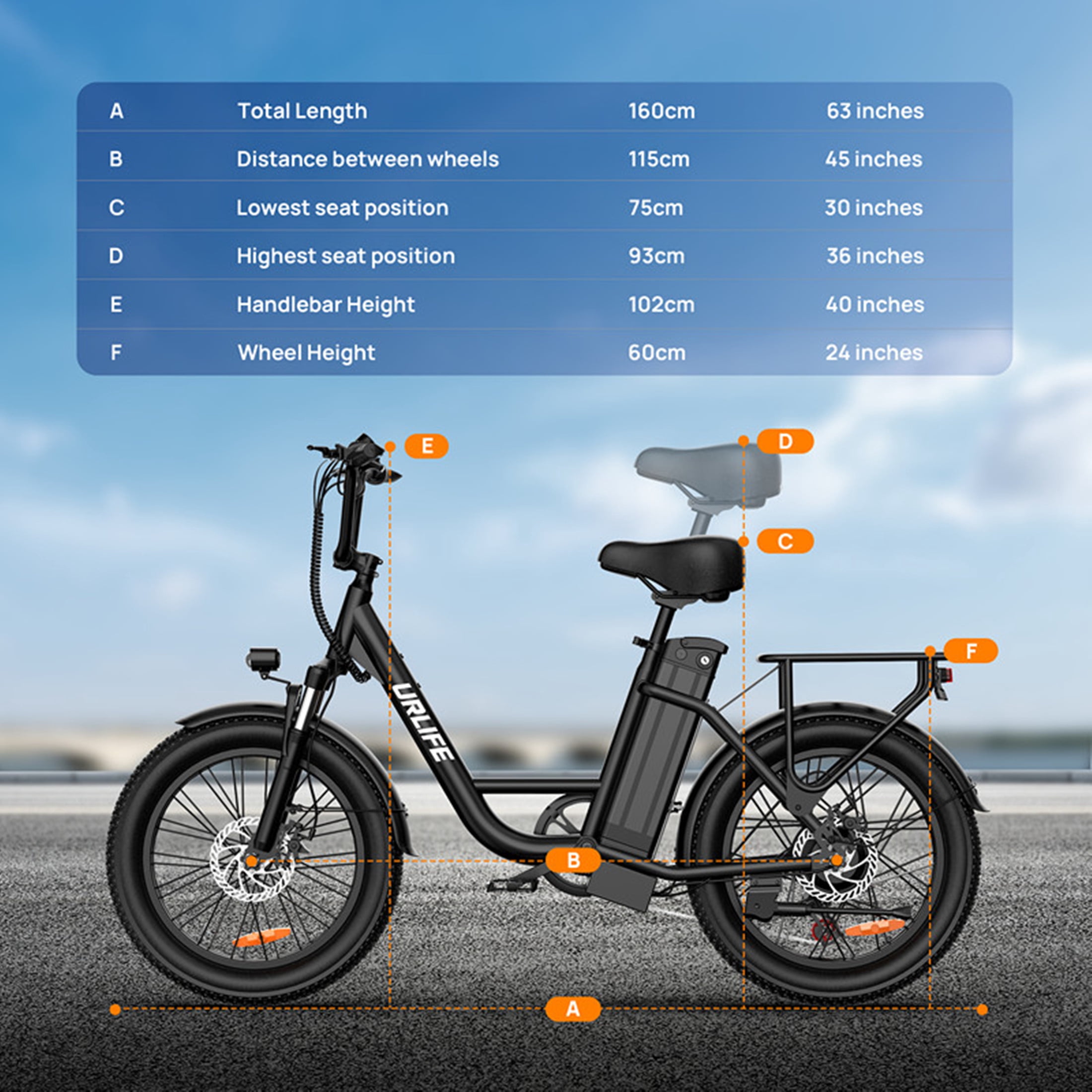 URLIFE  20"3.0 Fat Tire Electric Bike for Adult, 750W Peak Motor, 624Wh Removable Battery, 7-Speed Commuting Ebike, UL2849-Black