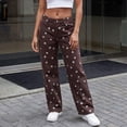 thumbnail image 2 of Sorvello Women's Polka Dot Pattern Barrel Jeans Casual Wide Leg Mid Rise Denim Pants Y2K Cute Jeans Wine XL, 2 of 6