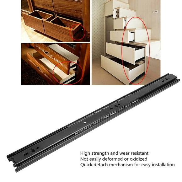 2 Pcs Drawer Slide Side Mount Full Extension Drawer Rails Cabinet Locking Rail Tool Box Runner 12in 3 Sections Ball Bearing Flexible Drawer Runners File Sliding Rail Kitchen Slider