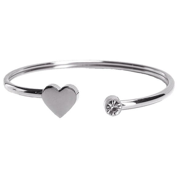Pulseras Mujer de Corazón LuckyLy, Brazalete de Acero Inoxidable y Zirconia Cúbica, Modelo Aléx plateado UNITALLA