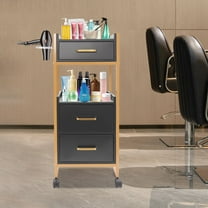 Mobile Salon Trolley Cart with 3 Drawers & Dryer Holder Hairstylist Storage Cart