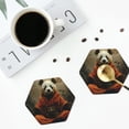 thumbnail image 3 of Bingfone Vintage Jungle Meditating Panda Leather Drinks Coasters with Set of 6,Suitable for Home Kitchen,Coffee Cup Coasters Home Gift, 3 of 7