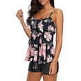 thumbnail image 3 of Tankini Swimsuits for Women Layered Ruffle Flounce Tankini Top with Boyshorts Two Piece Bathing Suits, 3 of 9