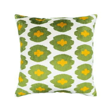 Positivity Silk Velvet Ikat Pillow, 20" X 20"