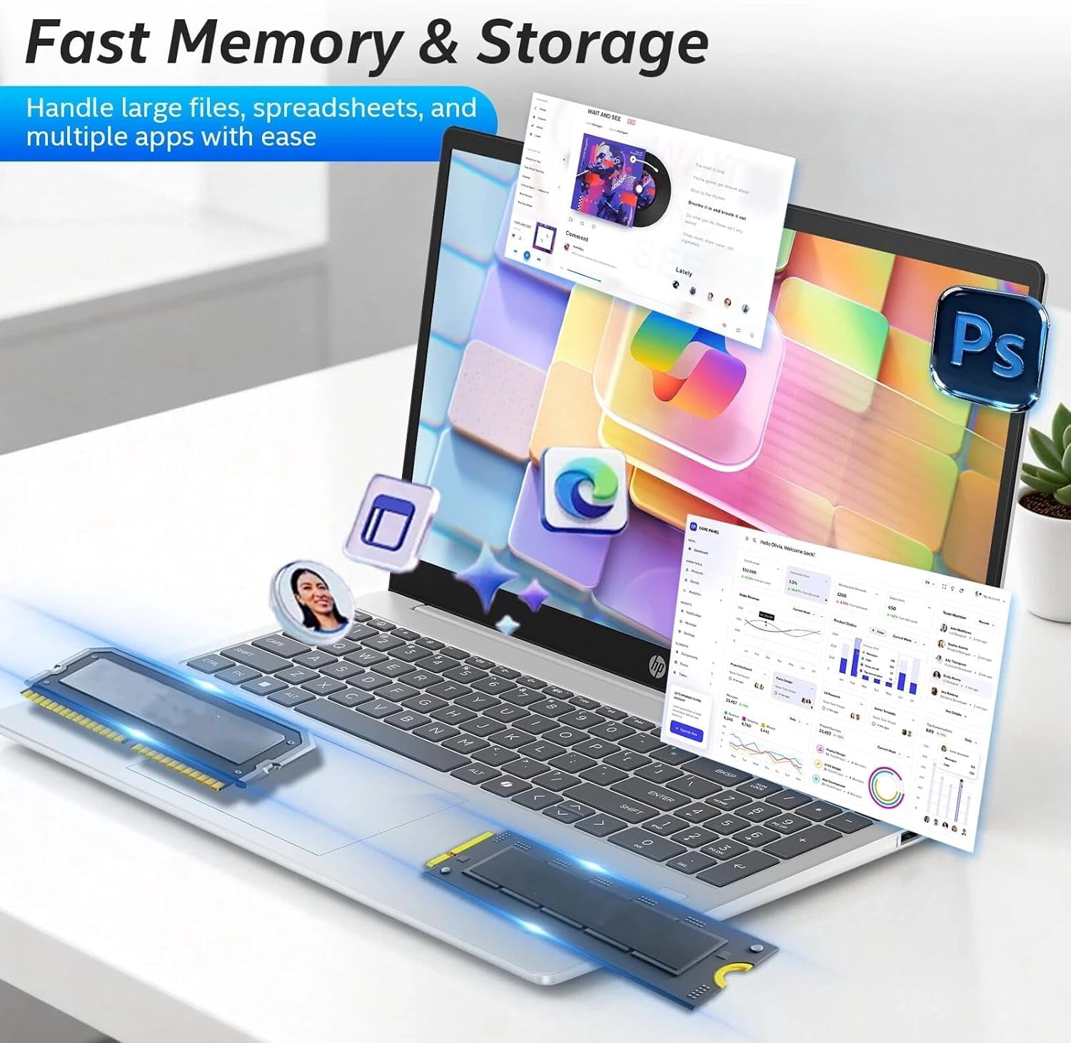 HP 17.3" FHD Laptop Computer for Business and Student, 12GB RAM, 512GB SSD, Intel Core i5-1334U, Backlit KB, Fingerprint, Numeric Keypad, Camera, Win11 Pro, Recolx AI Voice Recorder