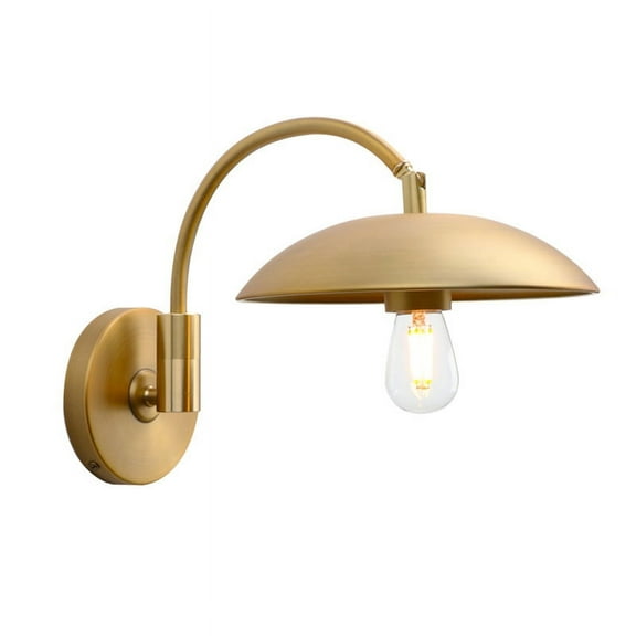 Pathson Industrial Wall Sconce, Gooseneck Swing Arm Antique Metal Shade Lighting Fixture for Bedroom Living Room