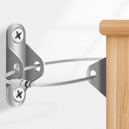 Tutuviw Furniture Anchors Baby Proofing Anti-Tip Baby Furniture Straps Baby Safety Wall Anchor(400lbs Tension)-Silver，2PCS