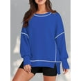 thumbnail image 4 of Sudadera Informal de Cuello Redondo para Mujer, de Larga, Holgada, , con Costuras en Contraste, para Otoño. Azul XXL, 4 of 8