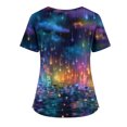 thumbnail image 4 of LHVUOA Plus Size Scrubs for Women Stretch Funny Kitty and Clouds Print Short Sleeve V Neck Working Uniform with Pockets, 4 of 4