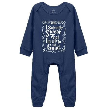 

Baby Cotton Bodysuit Boy Girl I Solemnly Swear That I Am Up to No Good Newborn Romper Navy