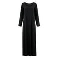 thumbnail image 4 of Blczomt Maxi Women's Dresses Casual Plain Black Long Sleeve Dresses Crew Neck Trendy Loose Fit Dress, 4 of 5