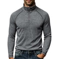 thumbnail image 2 of Eiyaclvo Quarter Zip Pullover Sweater for Men Fall Winter Long Sleeve 1/4 Zipper Stand Collar Sweater Top Underwear Dark Gray XXXL, 2 of 8