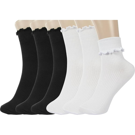 YooGuoGuo Ruffle Socks Women - Turn-Cuff Frilly Sock - Lightweight Cotton Socks