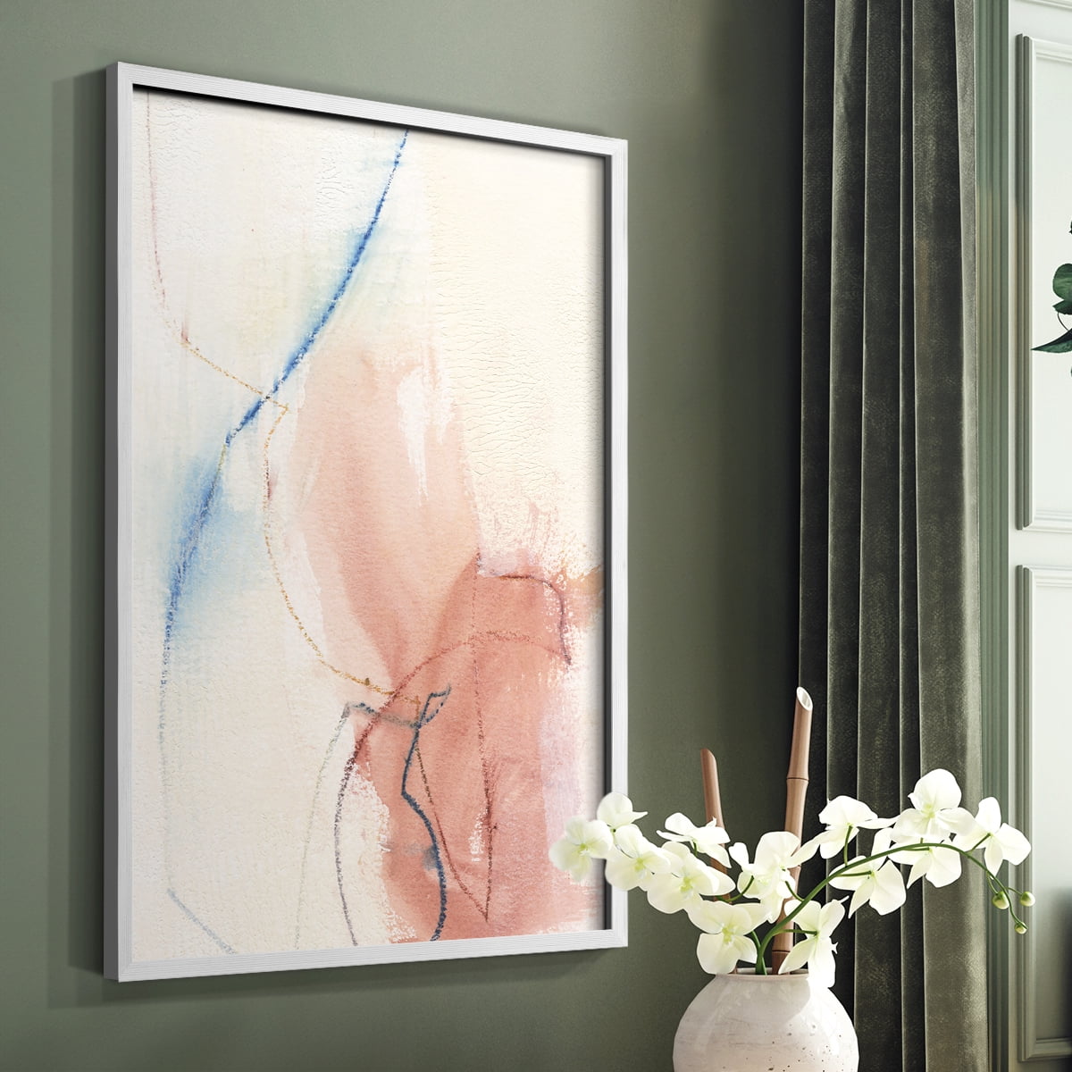 Barxan II Framed Print in White Solid Wood Framed Print No Nail Hanging