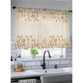 thumbnail image 4 of Sheer Curtains 45 inches Long 2 Panels Set Fall Plants Watercolor Ginkgo Wildflowers Linen Texture Tiers Sheers Rod Pocket Small Window Short Curtains for Kitchen Cafe, Each 52" W x 45" L, 4 of 7