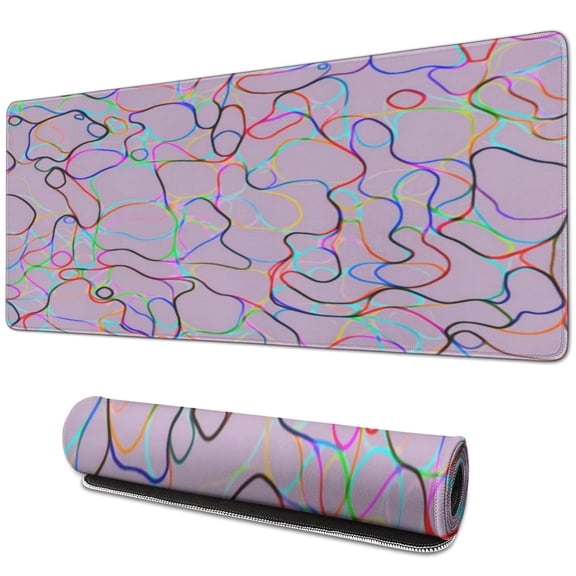Color Curve Camouflage desk Mouse Padwaterproofwashable for Office Home Work GamingmousematRubber Base Mousepad with Stitched Edges 31.5x11.8inches