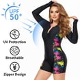 thumbnail image 3 of Ocean Blues Women's Long Sleeve One Piece Bathing Suit Athletic Boyleg One Piece Swimsuit UPF 50+ Sun Protection Rash Guard, 3 of 9