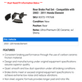 thumbnail image 2 of Rear Brake Pad Set - Compatible with 2003 - 2011 Honda Element 2004 2005 2006 2007 2008 2009 2010, 2 of 2