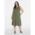 thumbnail image 2 of Time and Tru Women's Sleeveless Cotton Knit Tiered Midi Dress, Sizes XS-XXXL, 2 of 5