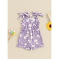 thumbnail image 2 of Suealasg Toddler Baby Girl Summer Clothes 6M 1T 2T 3T 4T Sleeveless Daisy 3D Ribbed Romper Shorts Jumpsuit Kids One Piece Outfit, 2 of 7
