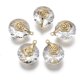 thumbnail image 1 of 5 colgantes redondos planos de cristal para San Valentín con picahielos de latón chapado en oro claro, dijes de cristal facetados con forma de rosa y corazón., 1 of 3