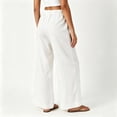 thumbnail image 5 of Tsivenald Womens Linen Wide Leg Pants Elastic Drawstring Waist Lightweight Breathable Summer Beach Casual Trousers, 5 of 7