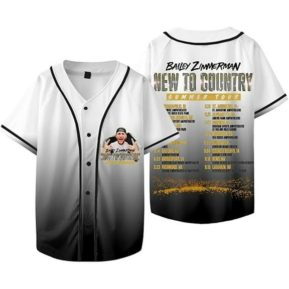 Bailey Zimmerman 2025 New To Country Tour Baseball Unisex Trendy Short Sleeve Hip-Hop Top