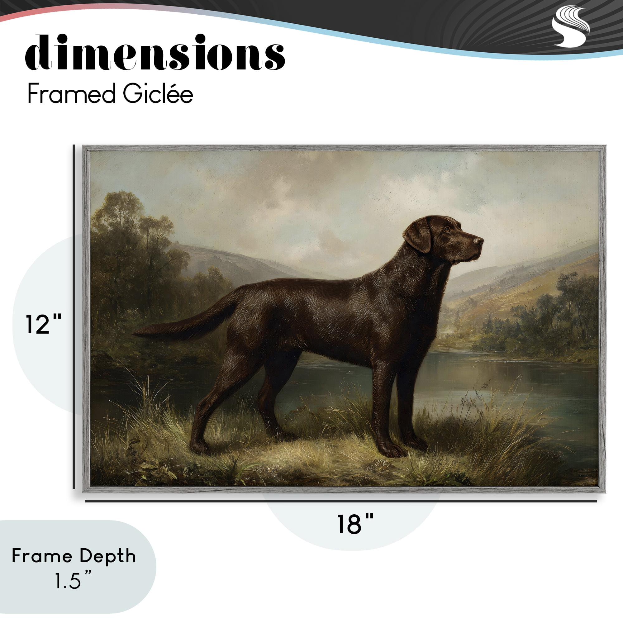 Stupell Industries On Alert Hunting Dog Gray Framed Giclee Art, design by Petal Prints Design